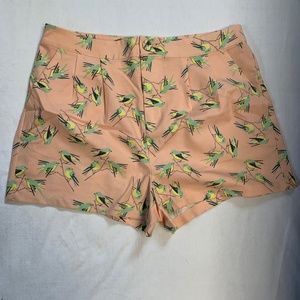Forever 21 Size L Pink W/Bird Print Dress Shorts